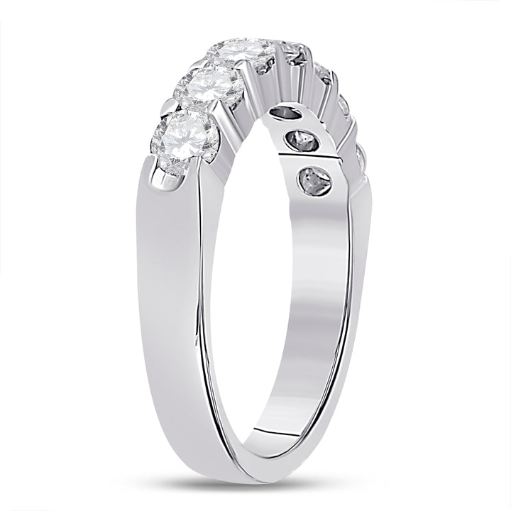 14kt White Gold Womens Round Diamond Single Row Comfort Wedding Band 1.00 Cttw 7 Daisy Joyeria