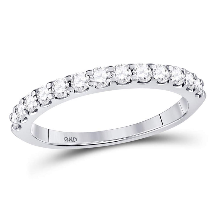14kt White Gold Womens Round Diamond Single Row Machine-set Wedding Band 1/2 Cttw 7 Daisy Joyeria