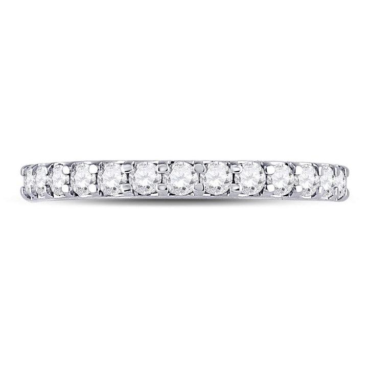 14kt White Gold Womens Round Diamond Single Row Machine-set Wedding Band 1/2 Cttw 7 Daisy Joyeria