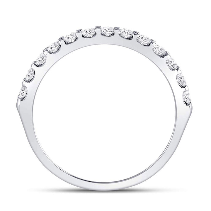 14kt White Gold Womens Round Diamond Single Row Machine-set Wedding Band 1/2 Cttw 7 Daisy Joyeria
