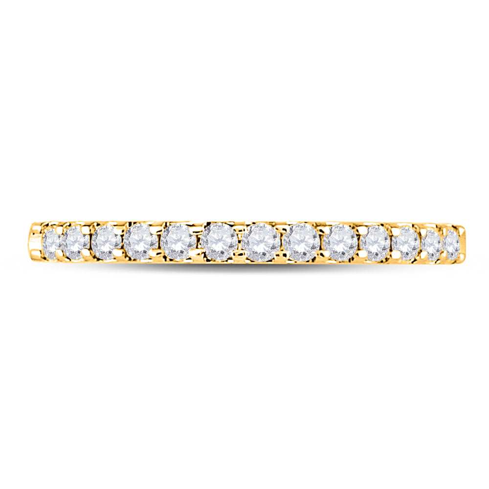 14kt Yellow Gold Womens Round Diamond Single Row Machine-set Wedding Band 1/4 Cttw 7 Daisy Joyeria