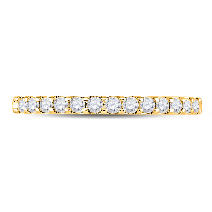 14kt Yellow Gold Womens Round Diamond Single Row Machine-set Wedding Band 1/4 Cttw 7 Daisy Joyeria