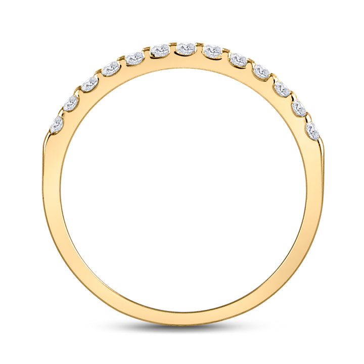 14kt Yellow Gold Womens Round Diamond Single Row Machine-set Wedding Band 1/4 Cttw 7 Daisy Joyeria