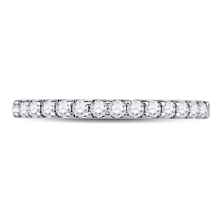 14kt White Gold Womens Round Diamond Single Row Machine-set Wedding Band 1/4 Cttw 7 Daisy Joyeria
