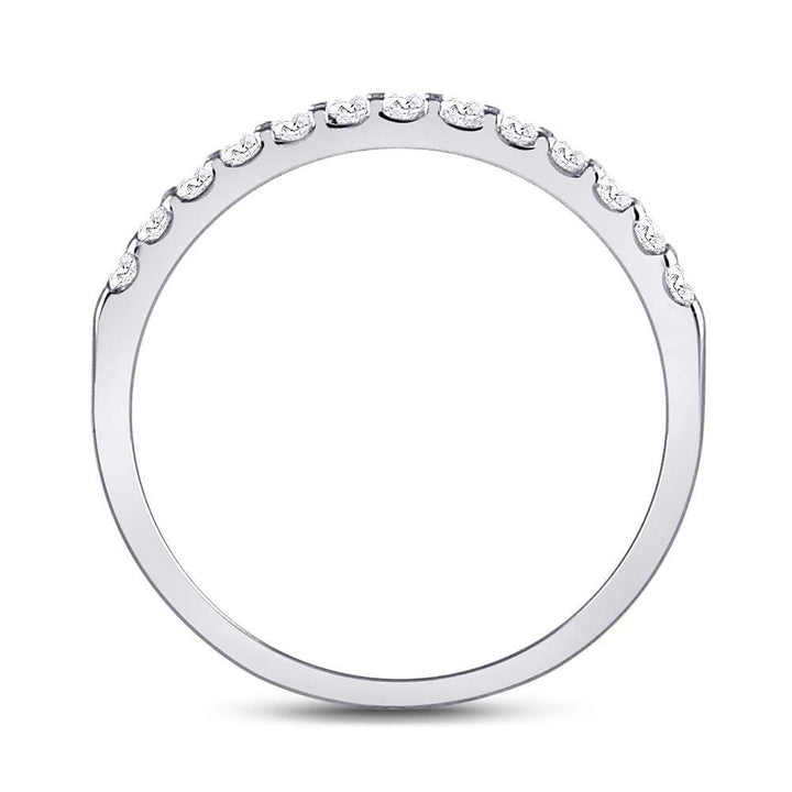 14kt White Gold Womens Round Diamond Single Row Machine-set Wedding Band 1/4 Cttw 7 Daisy Joyeria