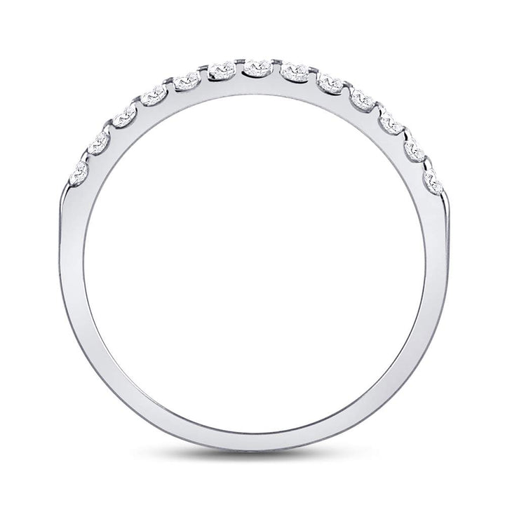 14kt White Gold Womens Round Diamond Single Row Machine-set Wedding Band 1/4 Cttw 7 Daisy Joyeria