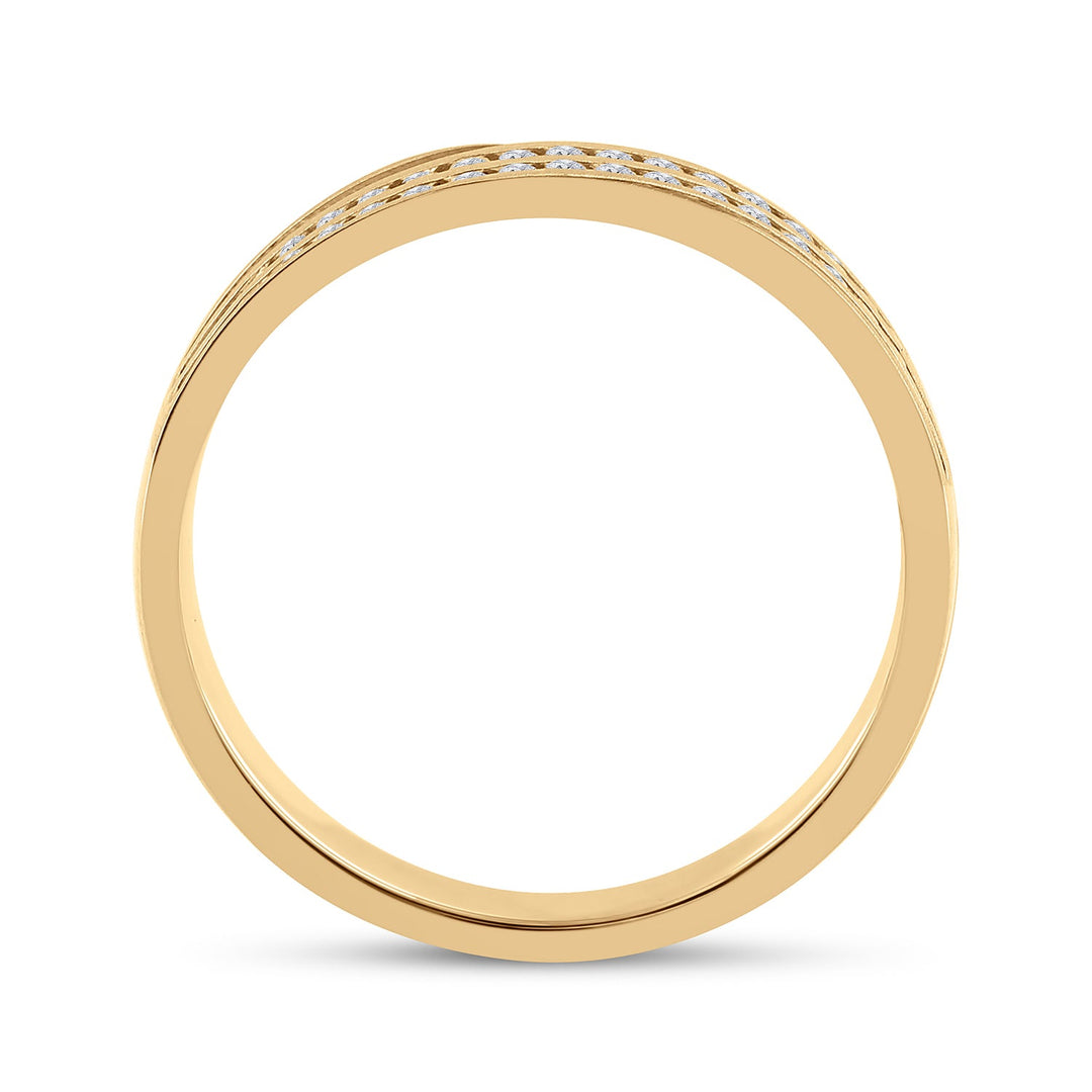 10kt Yellow Gold Mens Round Diamond 2-Row Wedding Anniversary Band Ring 1/4 Cttw 10 Daisy Joyeria