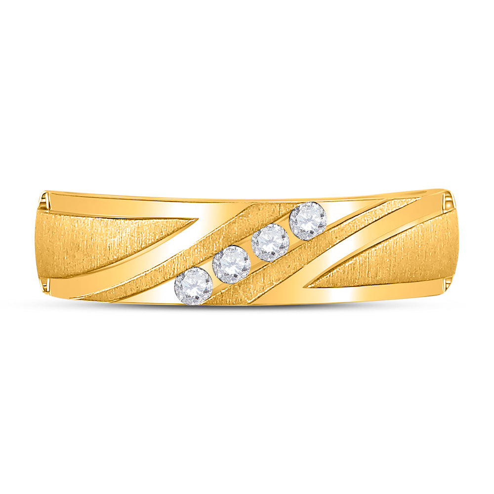 10k Yellow Gold Mens Round Diamond Channel-set Wedding Anniversary Band Ring 1/6 Cttw 10 Daisy Joyeria