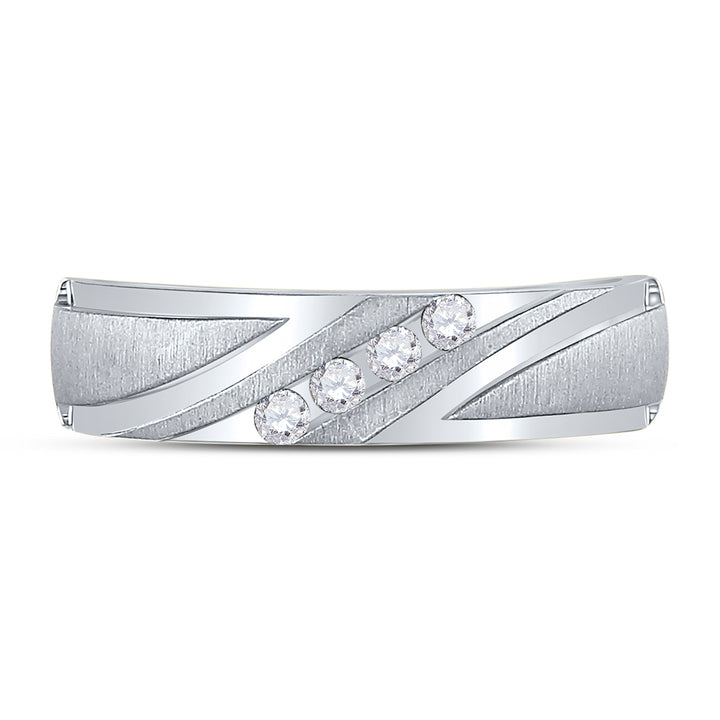 10kt White Gold Mens Round Diamond Wedding Channel Set Band Ring 1/6 Cttw 10 Daisy Joyeria