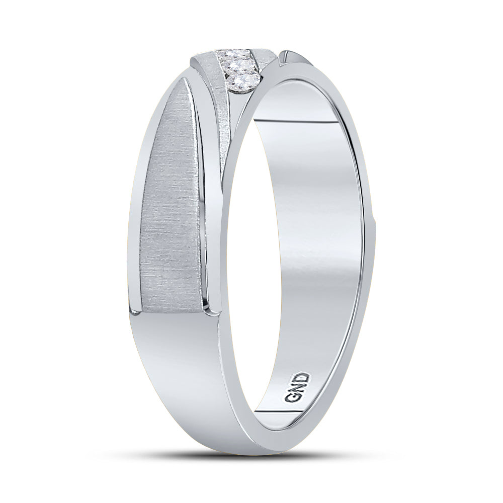 10kt White Gold Mens Round Diamond Wedding Channel Set Band Ring 1/6 Cttw 10 Daisy Joyeria