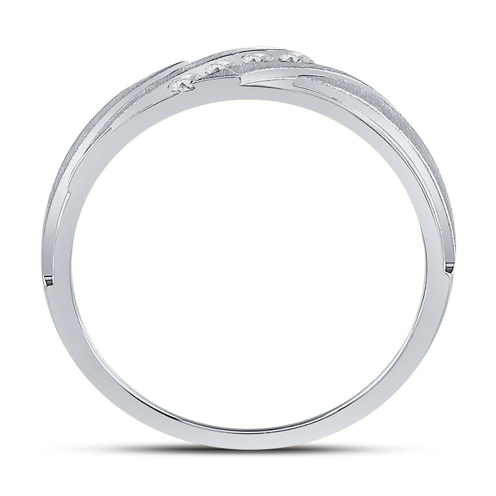 10kt White Gold Mens Round Diamond Wedding Channel Set Band Ring 1/6 Cttw 10 Daisy Joyeria