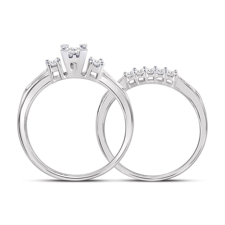 10kt White Gold Womens Princess Diamond Bridal Wedding Engagement Ring Band Set 1/2 Cttw 7 Daisy Joyeria