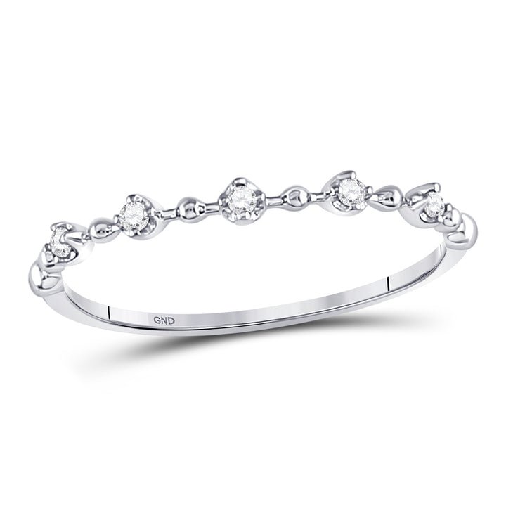 10kt White Gold Womens Round Diamond Bead Dot Stackable Ring 1/20 Cttw 7 Daisy Joyeria