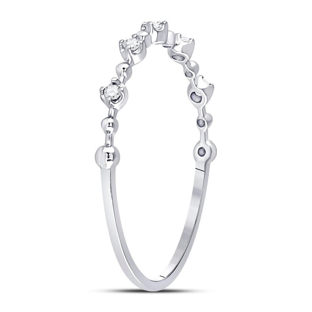 10kt White Gold Womens Round Diamond Bead Dot Stackable Ring 1/20 Cttw 7 Daisy Joyeria
