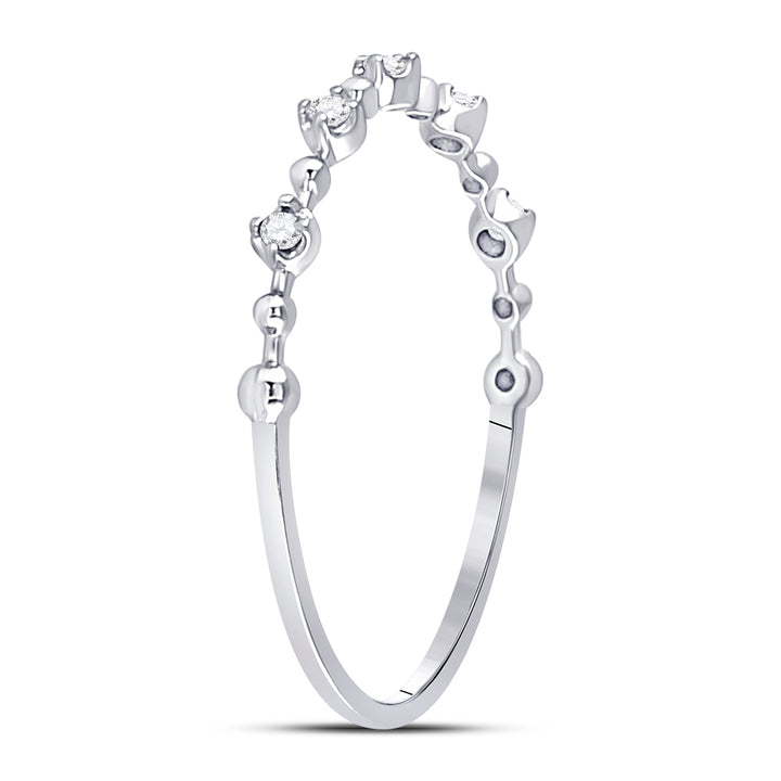 10kt White Gold Womens Round Diamond Bead Dot Stackable Ring 1/20 Cttw 7 Daisy Joyeria