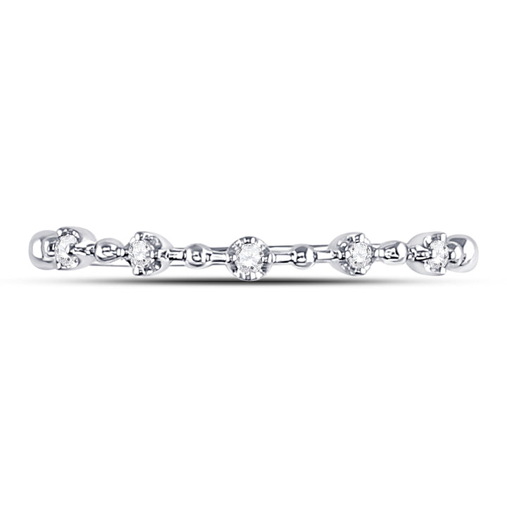 10kt White Gold Womens Round Diamond Bead Dot Stackable Ring 1/20 Cttw 7 Daisy Joyeria
