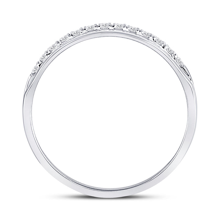 14kt White Gold Mens Machine Set Round Diamond Wedding Band Ring 1/5 Cttw 10 Daisy Joyeria