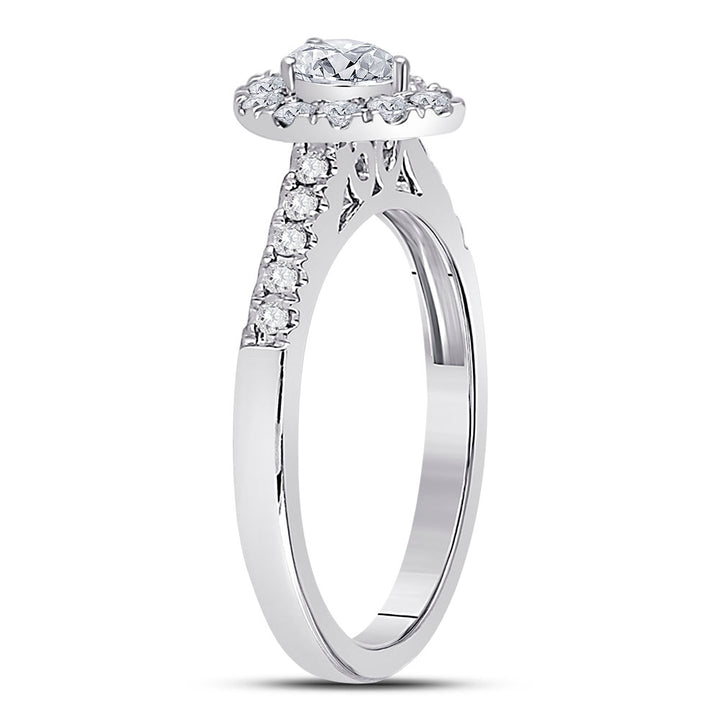 14kt White Gold Womens Pear Diamond Solitaire Bridal Wedding Engagement Ring 1/2 Cttw (Certified) 7 Daisy Joyeria
