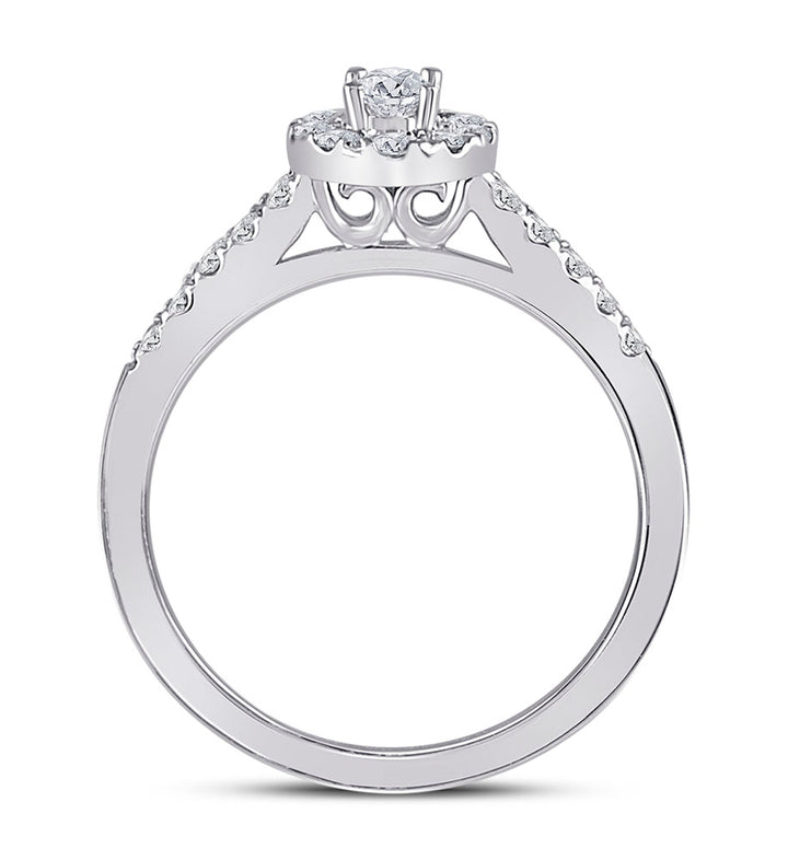 14kt White Gold Womens Pear Diamond Solitaire Bridal Wedding Engagement Ring 1/2 Cttw (Certified) 7 Daisy Joyeria