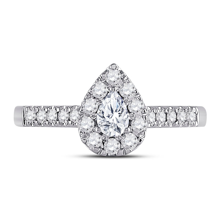 14kt White Gold Womens Pear Diamond Solitaire Bridal Wedding Engagement Ring 1/2 Cttw (Certified) 7 Daisy Joyeria