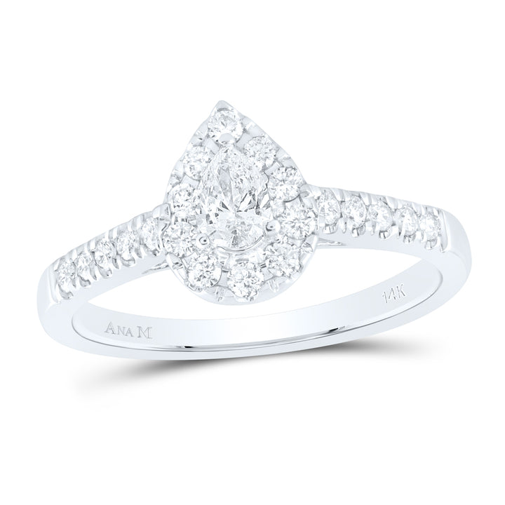 14kt White Gold Womens Pear Diamond Solitaire Bridal Wedding Engagement Ring 1/2 Cttw (Certified) 7 Daisy Joyeria