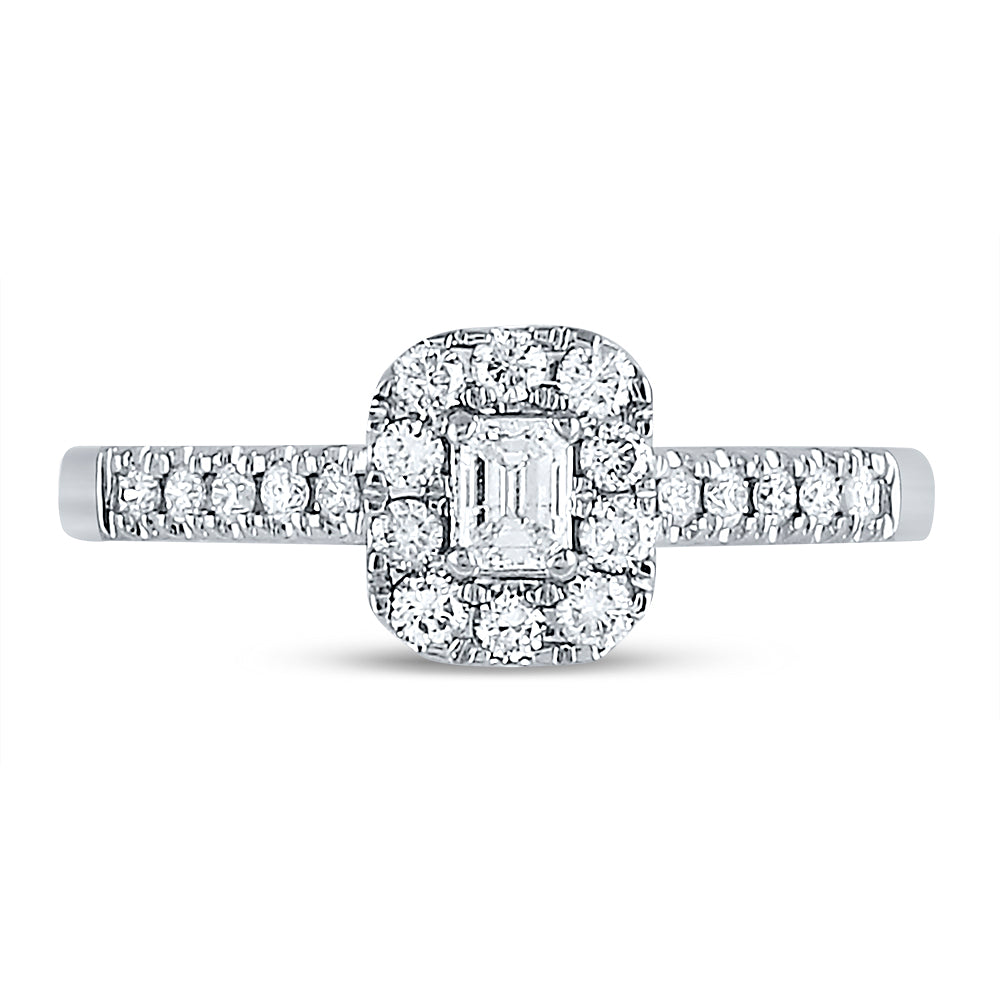 14kt White Gold Womens Emerald Diamond Solitaire Bridal Wedding Engagement Ring 1/2 Cttw (Certified) 7 Daisy Joyeria