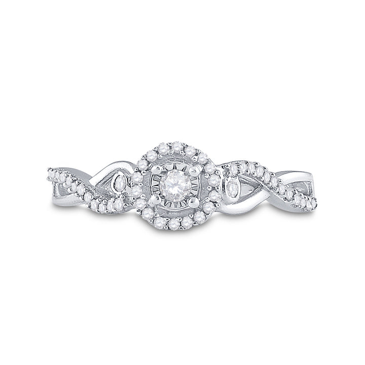 Sterling Silver Womens Round Diamond Halo Promise Bridal Ring 1/5 Cttw 7 Daisy Joyeria
