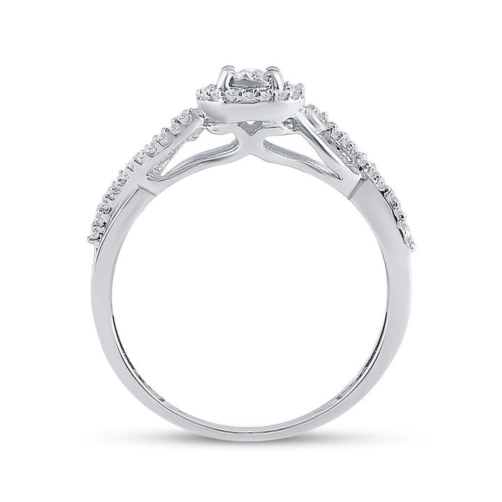 Sterling Silver Womens Round Diamond Halo Promise Bridal Ring 1/5 Cttw 7 Daisy Joyeria