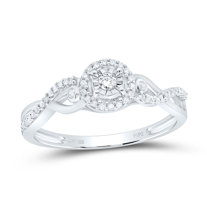 Sterling Silver Womens Round Diamond Halo Promise Bridal Ring 1/5 Cttw 7 Daisy Joyeria