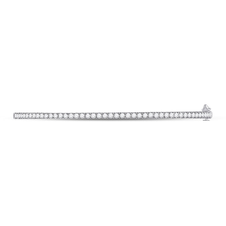 14kt White Gold Womens Round Diamond Classic Bangle Bracelet 1.00 Cttw Daisy Joyeria