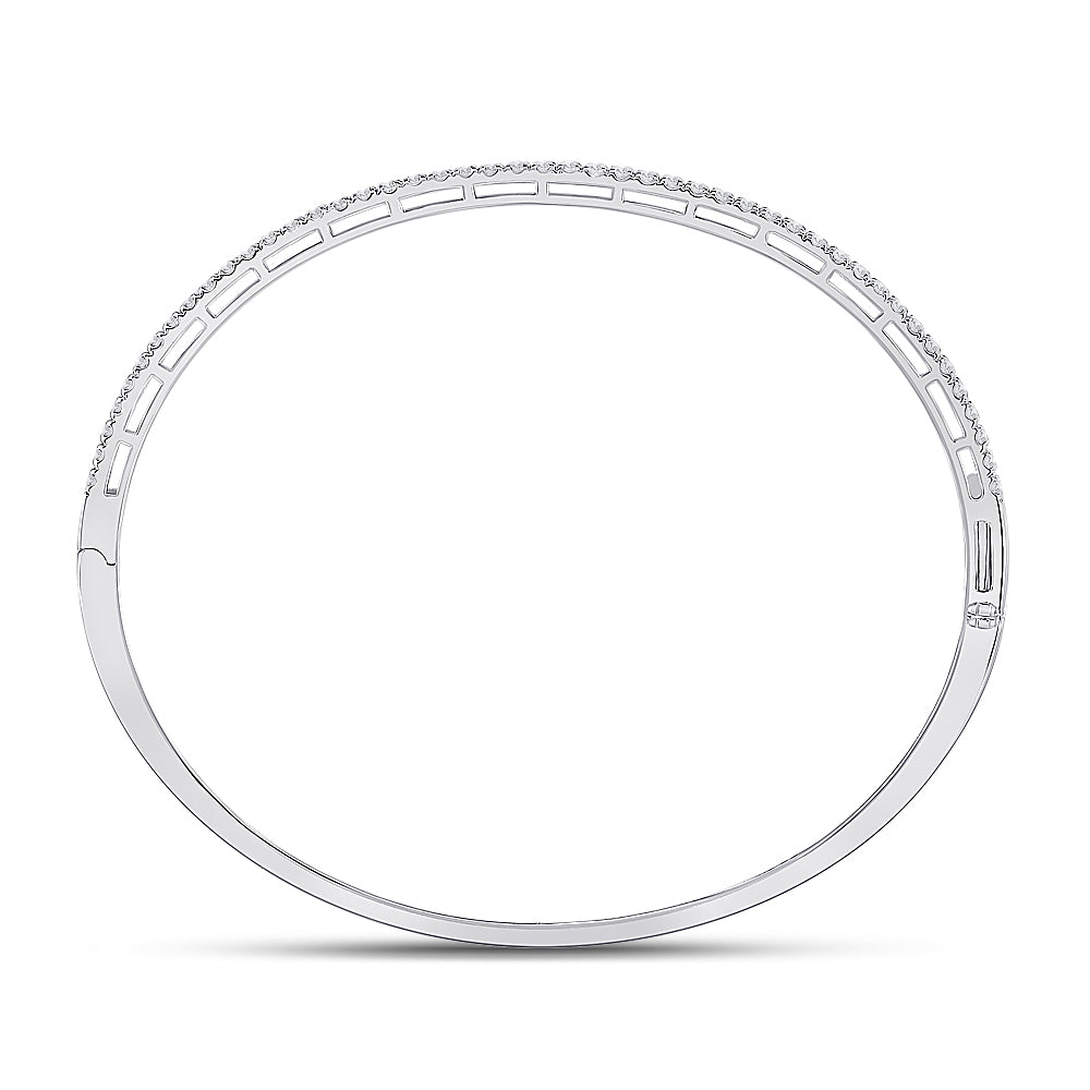 14kt White Gold Womens Round Diamond Classic Bangle Bracelet 1.00 Cttw Daisy Joyeria