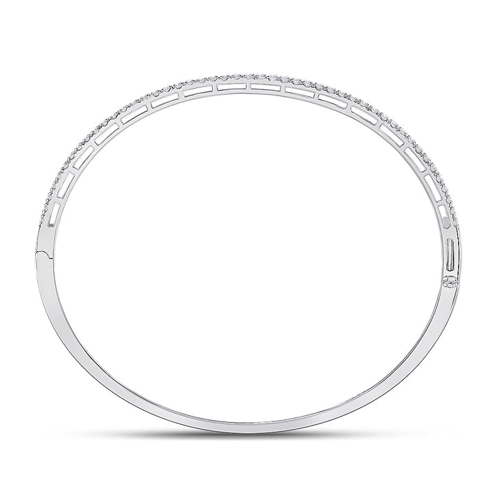 14kt White Gold Womens Round Diamond Classic Bangle Bracelet 1.00 Cttw Daisy Joyeria