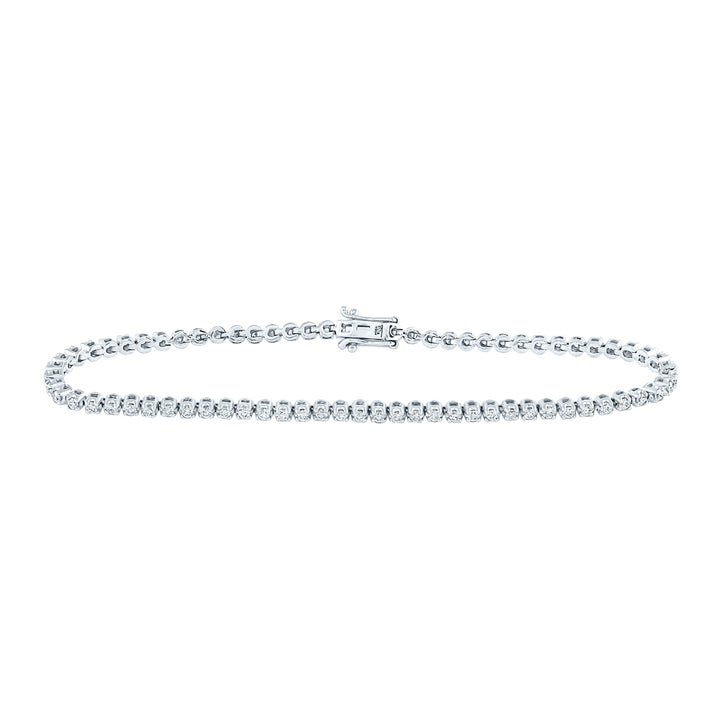 10kt White Gold Womens Round Diamond Classic Tennis Bracelet 1.00 Cttw Daisy Joyeria