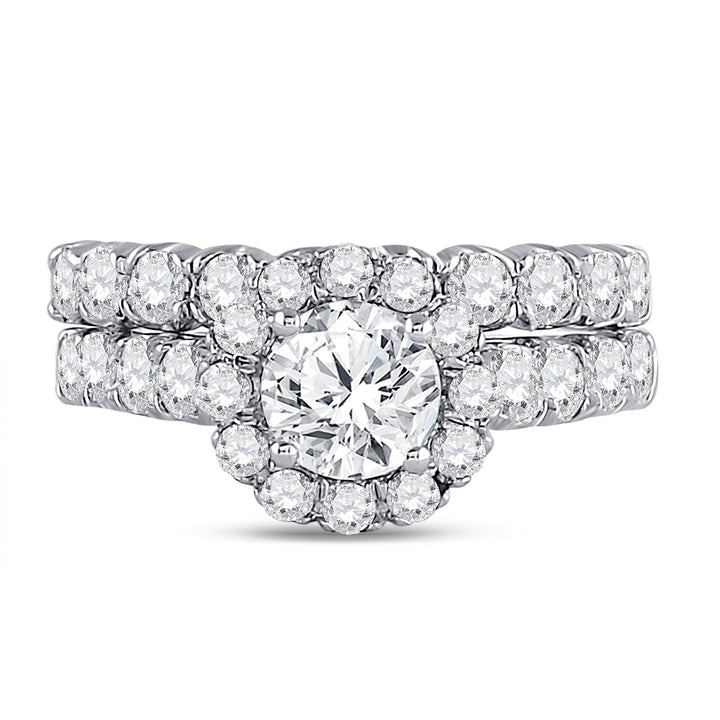 14kt White Gold Womens Round Diamond Bridal Wedding Engagement Ring Band Set 2.00 Cttw (Certified) 7 Daisy Joyeria