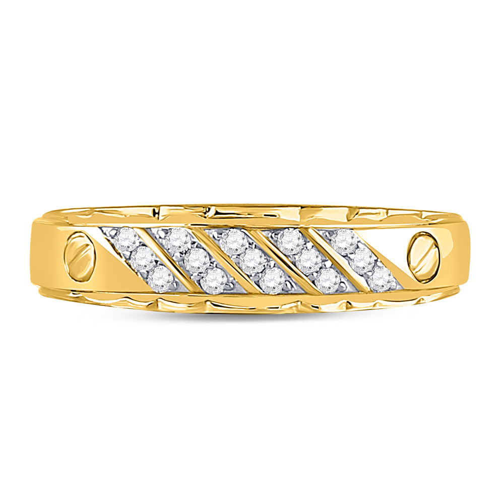 10kt Yellow Gold Mens Round Diamond Wedding Band Ring 1/5 Cttw 10 Daisy Joyeria