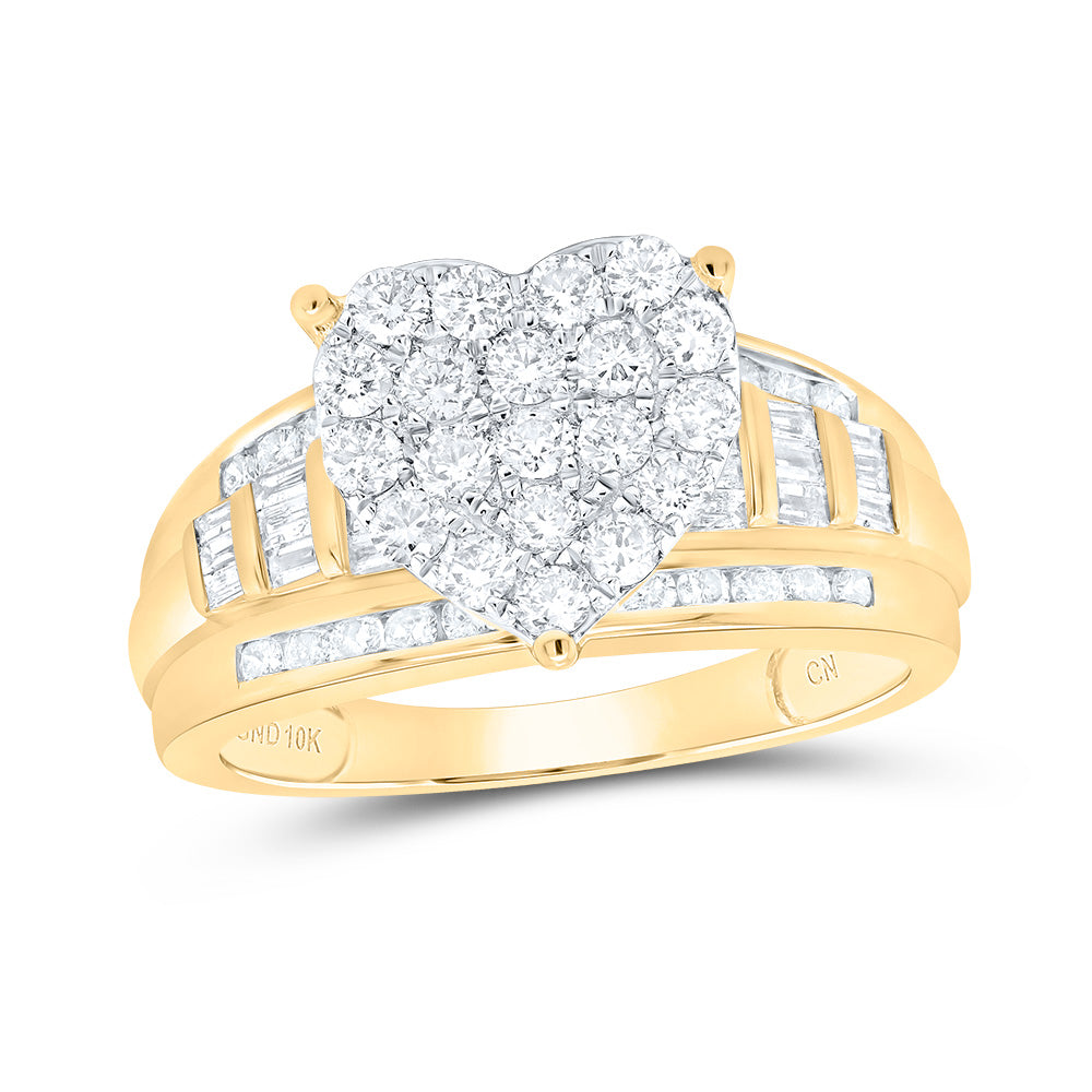 10kt Yellow Gold Womens Round Diamond Cluster Bridal Wedding Engagement Ring 1.00 Cttw-Size 5 5 Daisy Joyeria