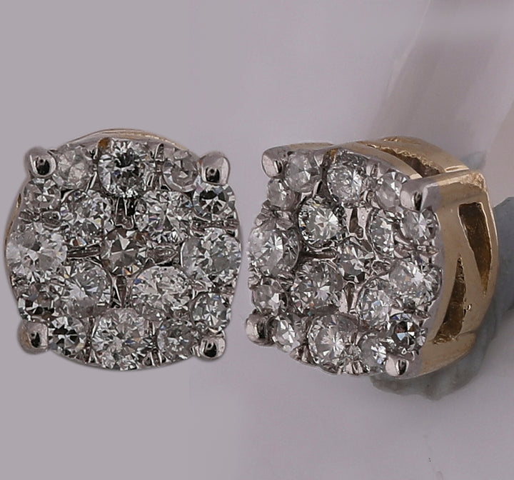 10kt Yellow Gold Womens Round Diamond Fashion Cluster Earrings 1/4 Cttw Daisy Joyeria