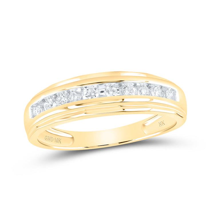10kt Yellow Gold Mens Round Diamond Wedding Channel-Set Band Ring 1/5 Cttw 10 Daisy Joyeria