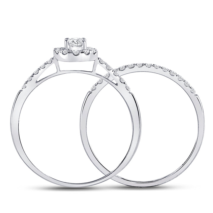 10kt White Gold Womens Round Diamond Bridal Wedding Engagement Ring Band Set 1/2 Cttw 7 Daisy Joyeria