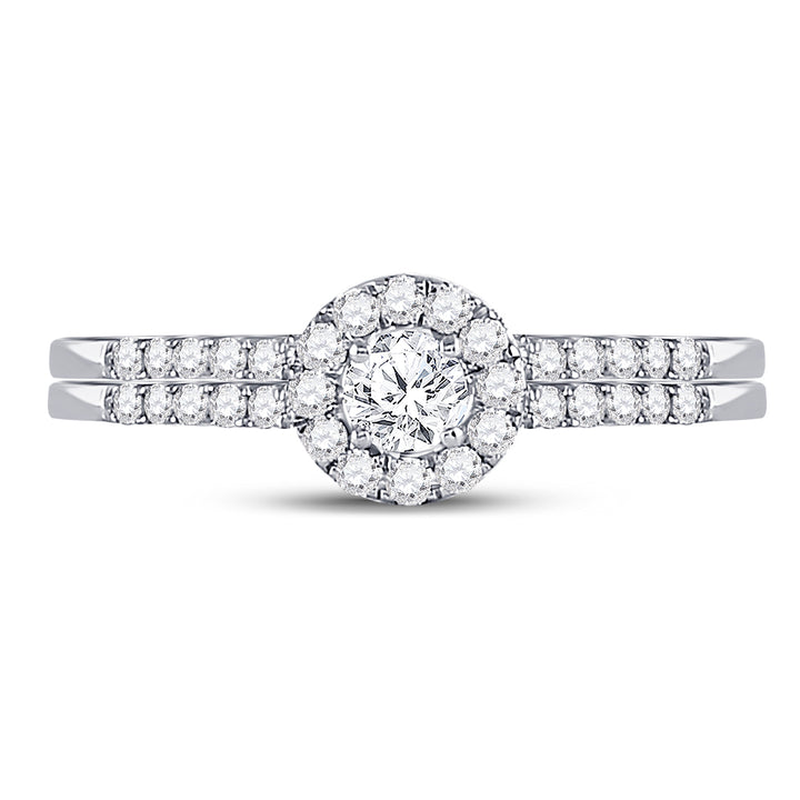 10kt White Gold Womens Round Diamond Bridal Wedding Engagement Ring Band Set 1/2 Cttw 7 Daisy Joyeria