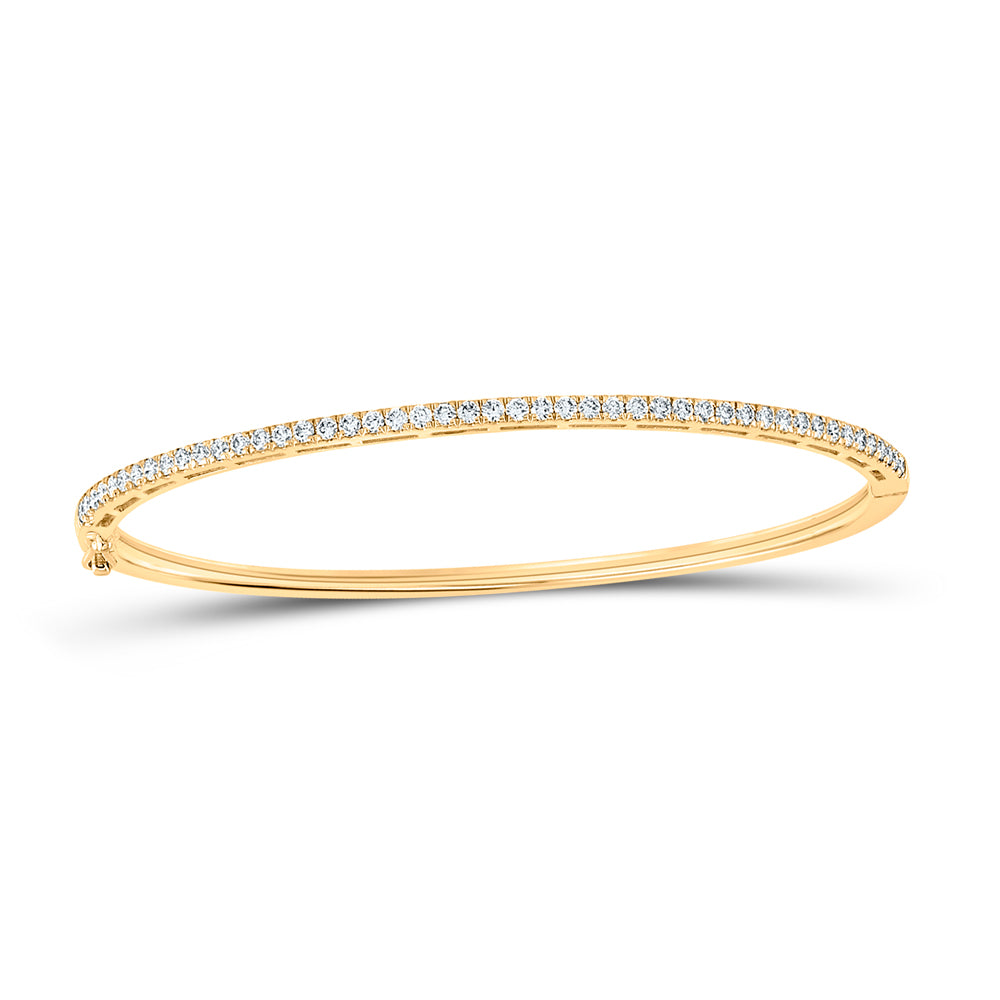 14kt Yellow Gold Womens Round Diamond Classic Bangle Bracelet 1.00 Cttw Daisy Joyeria
