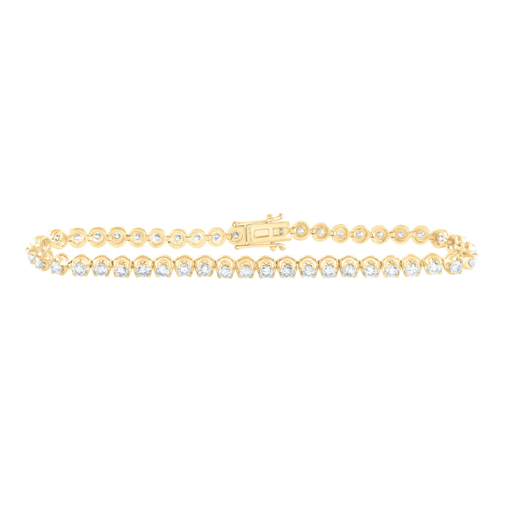 14kt Yellow Gold Womens Round Diamond Classic Tennis Bracelet 4.00 Cttw Daisy Joyeria