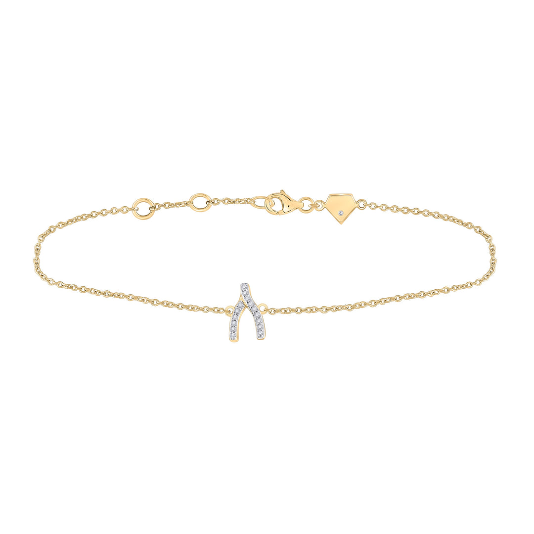 Sterling Silver Womens Round Diamond Wishbone Fashion Bracelet 1/12 Cttw Daisy Joyeria