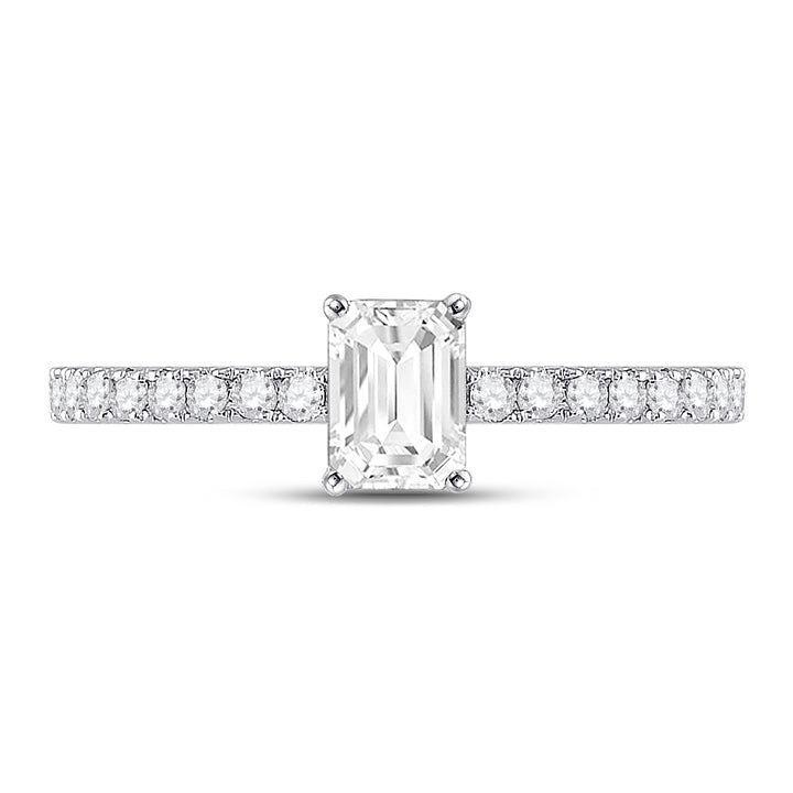 14kt White Gold Womens Emerald Diamond Solitaire Bridal Wedding Engagement Ring 1.00 Cttw (Certified) 7 Daisy Joyeria