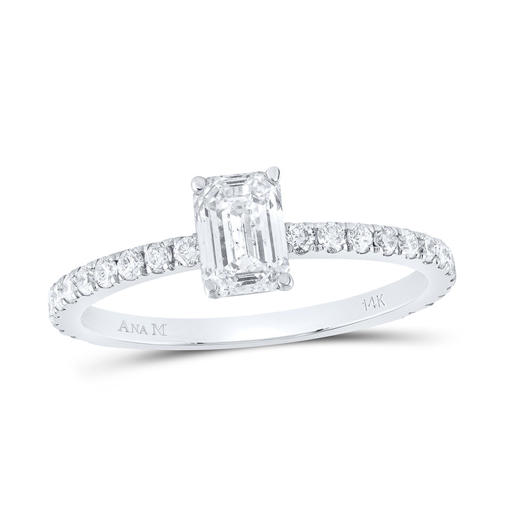 14kt White Gold Womens Emerald Diamond Solitaire Bridal Wedding Engagement Ring 1.00 Cttw (Certified) 7 Daisy Joyeria