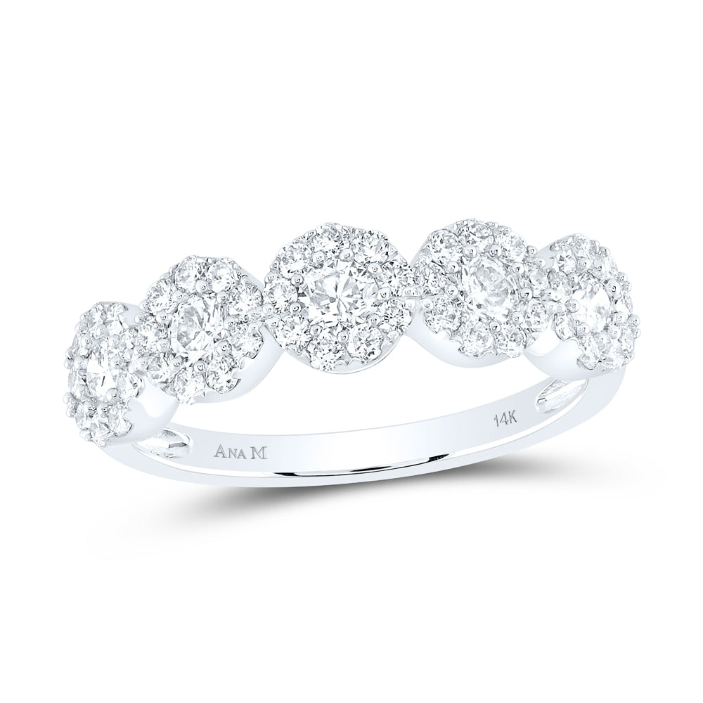 14kt White Gold Womens Round Diamond Band Ring 1.00 Cttw 7 Daisy Joyeria