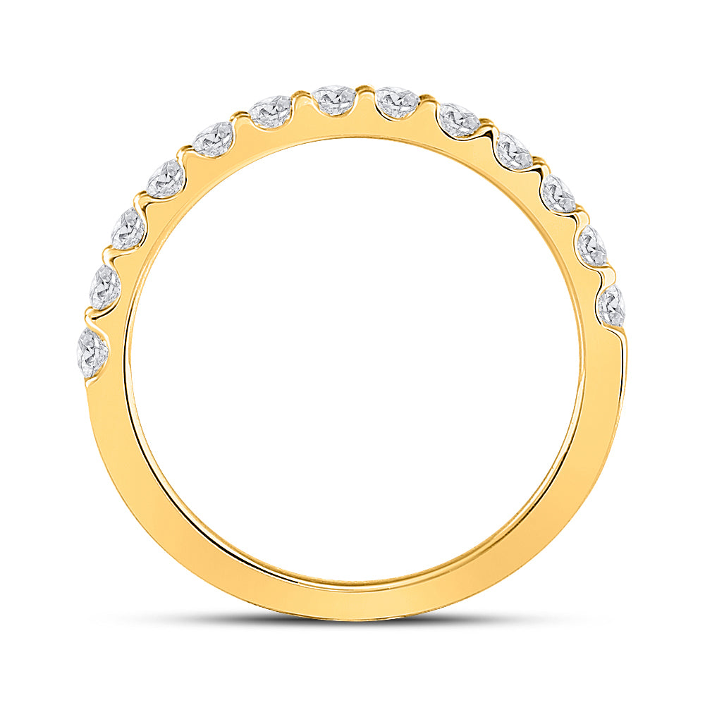 14kt Yellow Gold Womens Round Diamond Wedding Single Row Band 1/2 Cttw 7 Daisy Joyeria