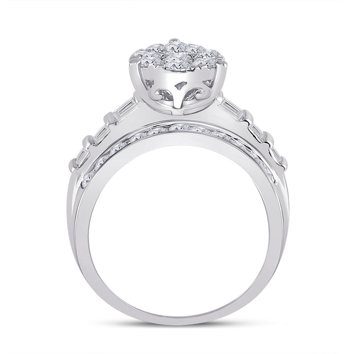 10kt White Gold Womens Baguette Diamond Cluster Pear Bridal Wedding Engagement Ring 2.00 Cttw 7 Daisy Joyeria