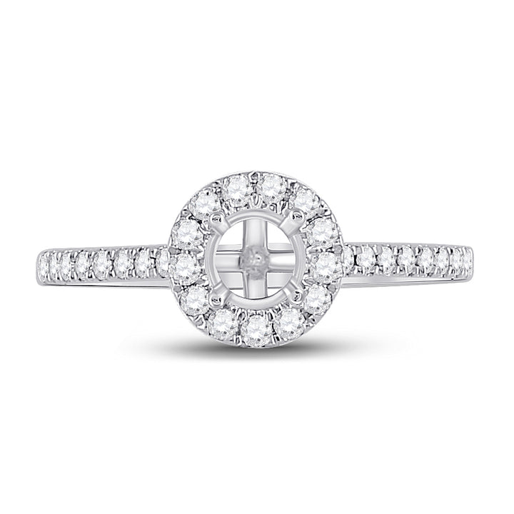 14kt White Gold Womens Round Diamond 1/2 Ct Rd Center Halo Bridal Wedding Semi-Mount Ring 1/3 Cttw 7 Daisy Joyeria