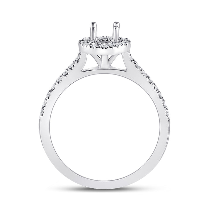 14kt White Gold Womens Round Diamond 1/2 Ct Rd Center Halo Bridal Wedding Semi-Mount Ring 1/3 Cttw 7 Daisy Joyeria